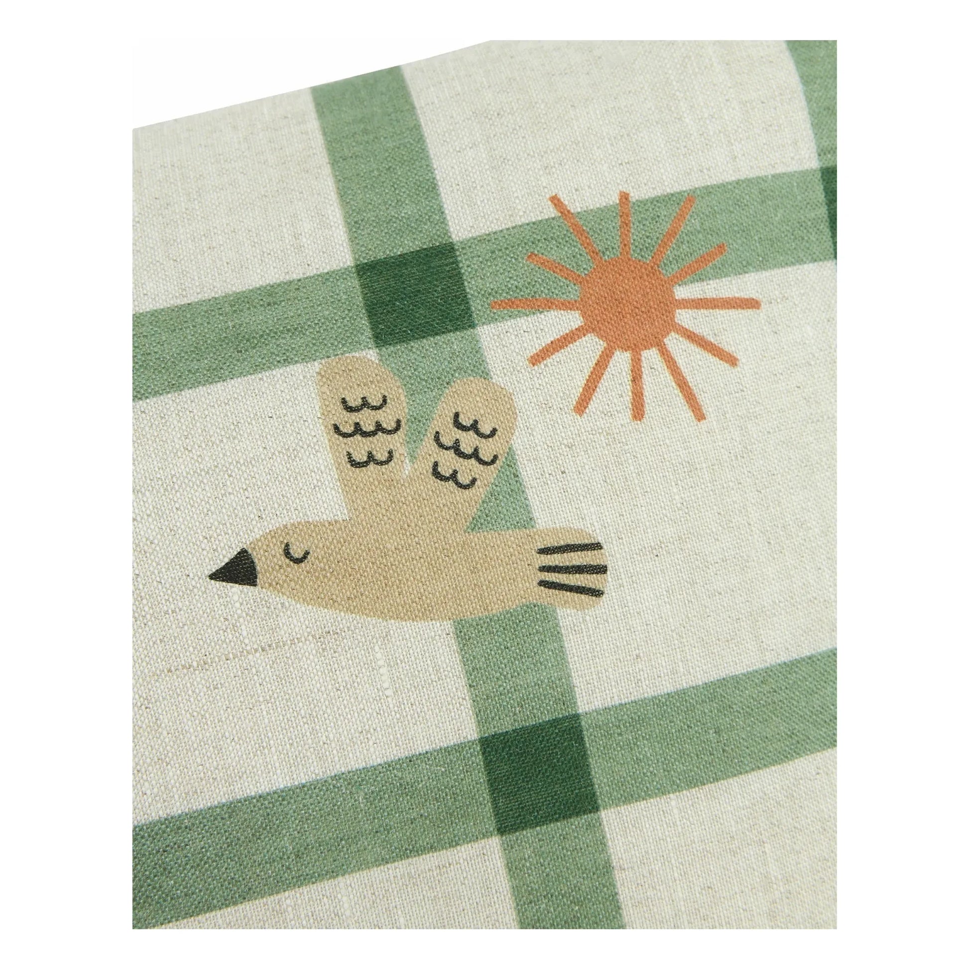 Nobodinoz - Oiseau Vibes rectangular cushion - French linen | Green
