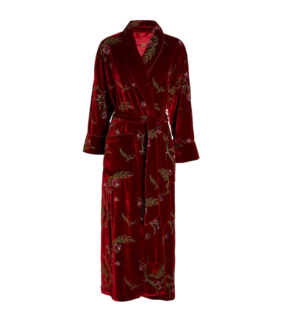 Red Embroidered Velvet Robe