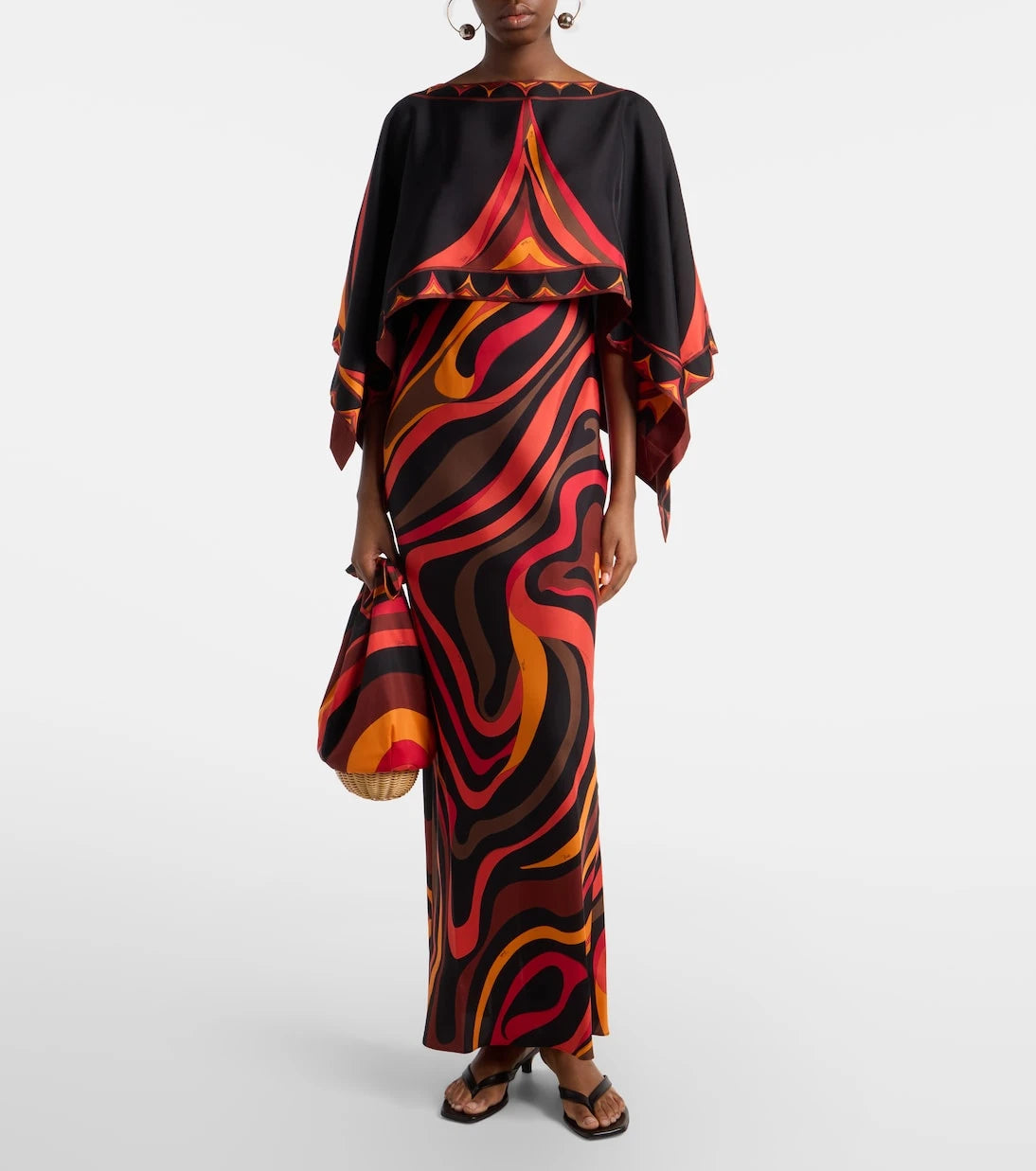 Pucci - Marmo and Fari caped silk twill gown