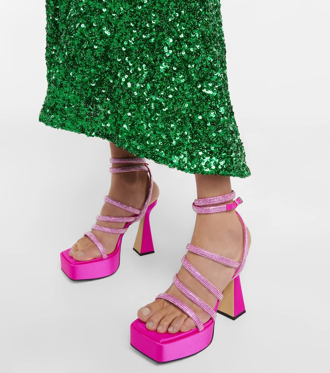 Mach & Mach - Sydney embellished satin platform sandals