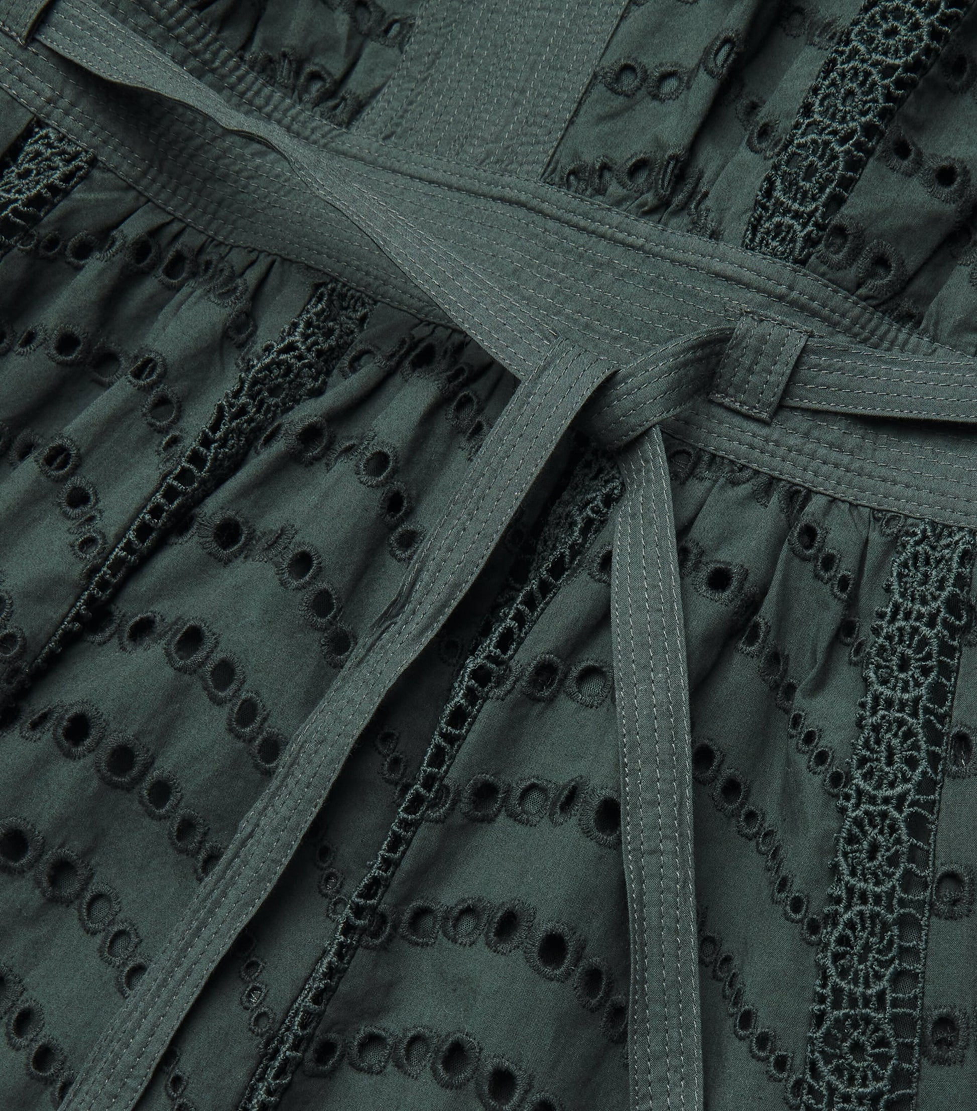 Ulla Johnson Black Cotton Embroidered Olga Midi Dress