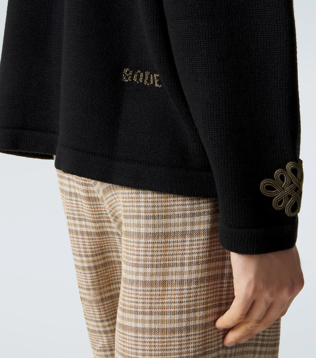 Bode - Looped Frog embroidered wool cardigan