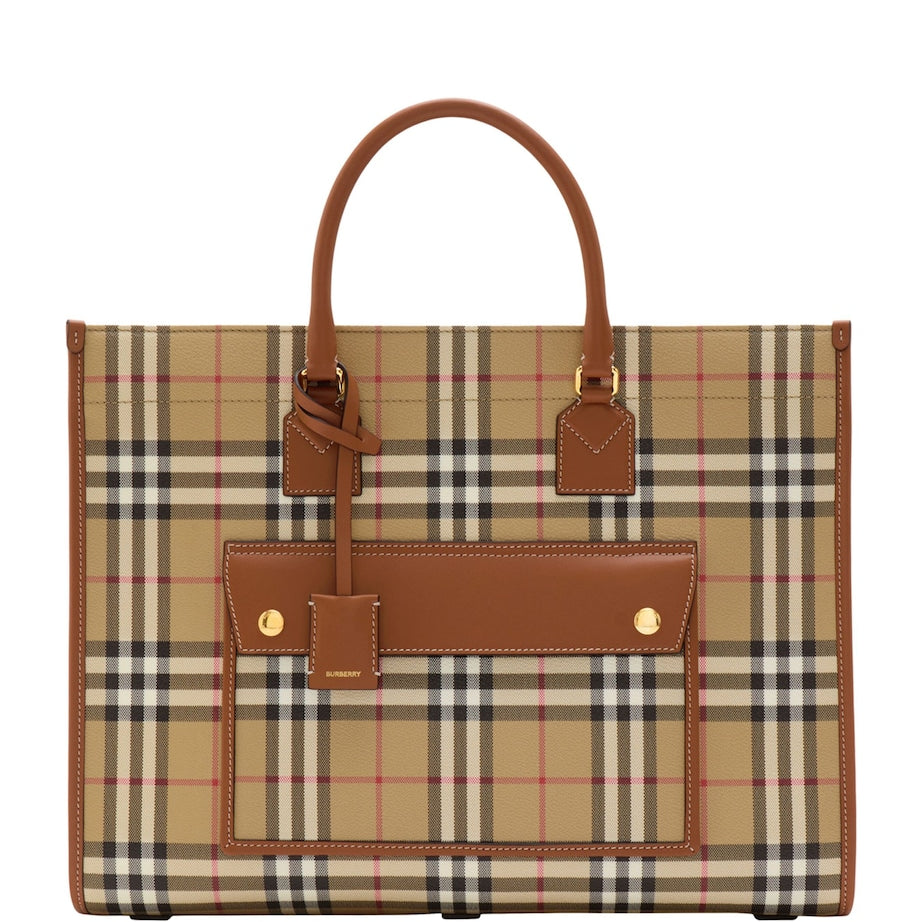 Burberry Brown Medium Check Freya Tote Bag