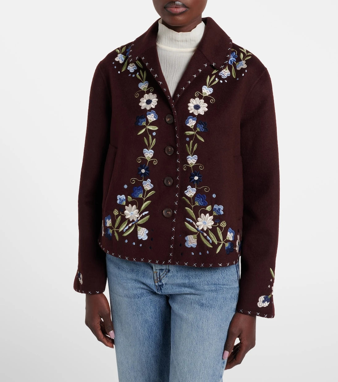 Rixo - Jude embroidered wool-blend jacket