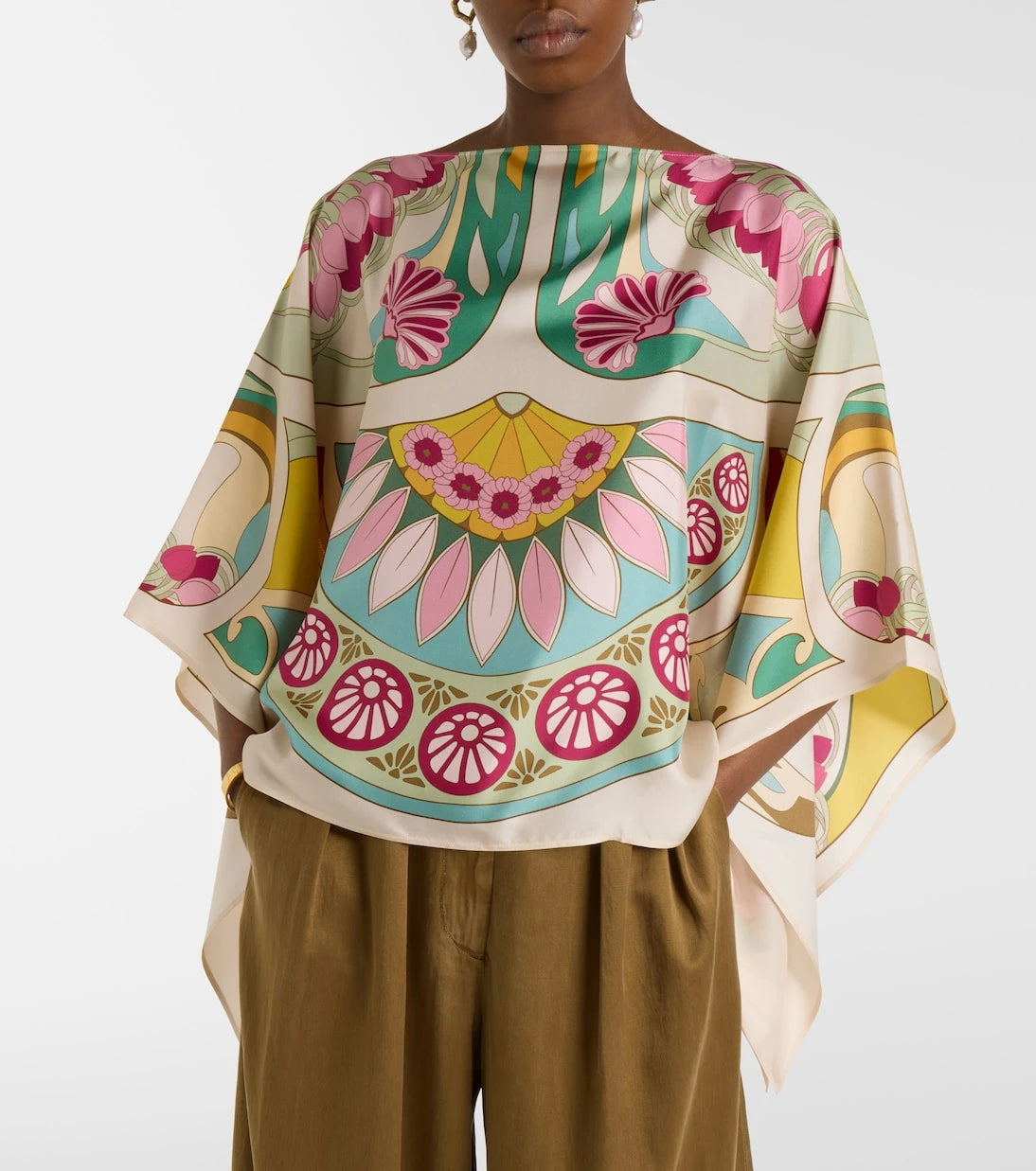 La DoubleJ - Square printed silk twill top