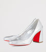 Christian Louboutin Silver Miss Sab Crinkled Calf Leather Pumps 85