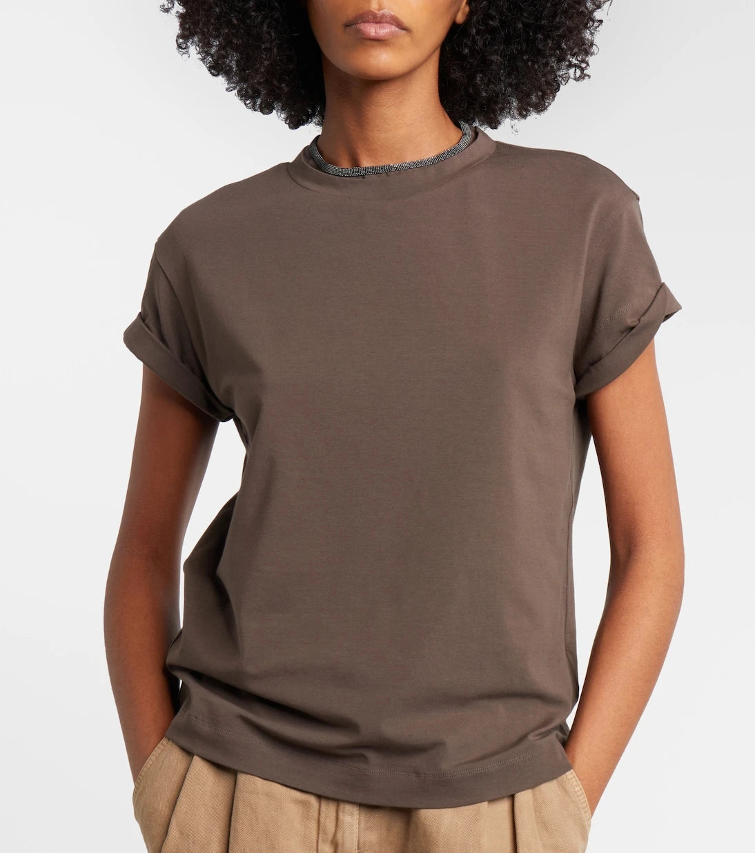 Brunello Cucinelli - Monili cotton-blend T-shirt