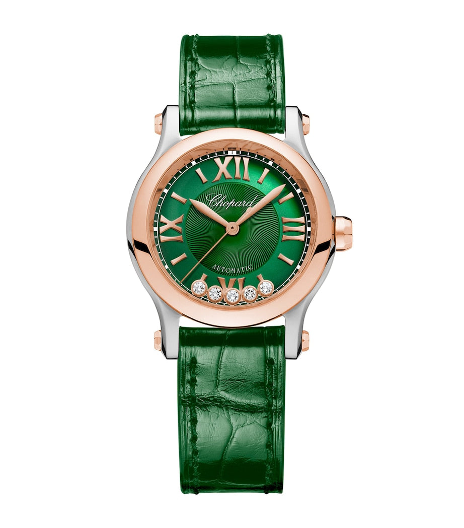 Rose Gold, Steel and Diamond Happy Sport Watch 30mm