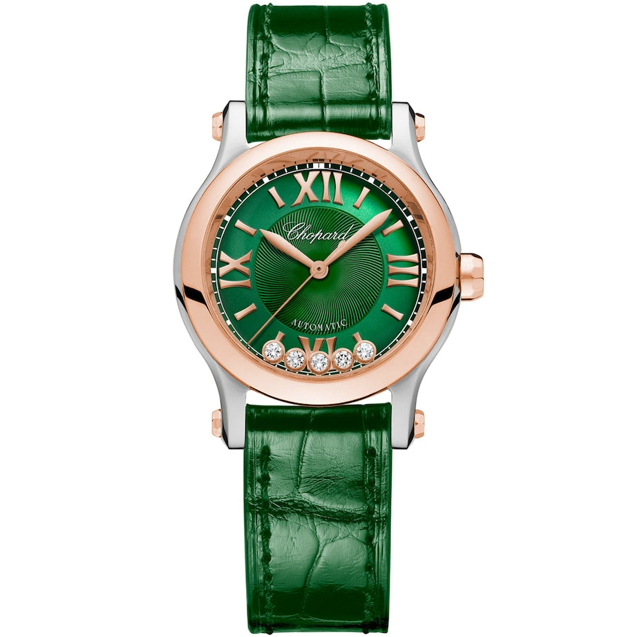 Rose Gold, Steel and Diamond Happy Sport Watch 30mm