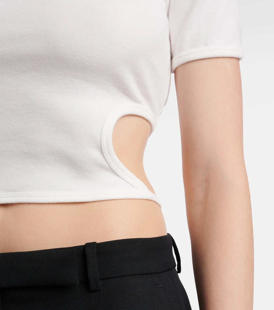 Courrèges - Logo cutout tie-back cotton crop top