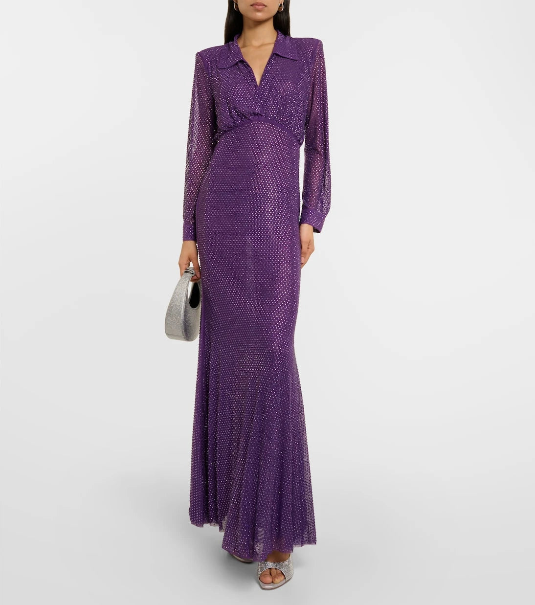 Self-Portrait - Embellished mesh maxi dress