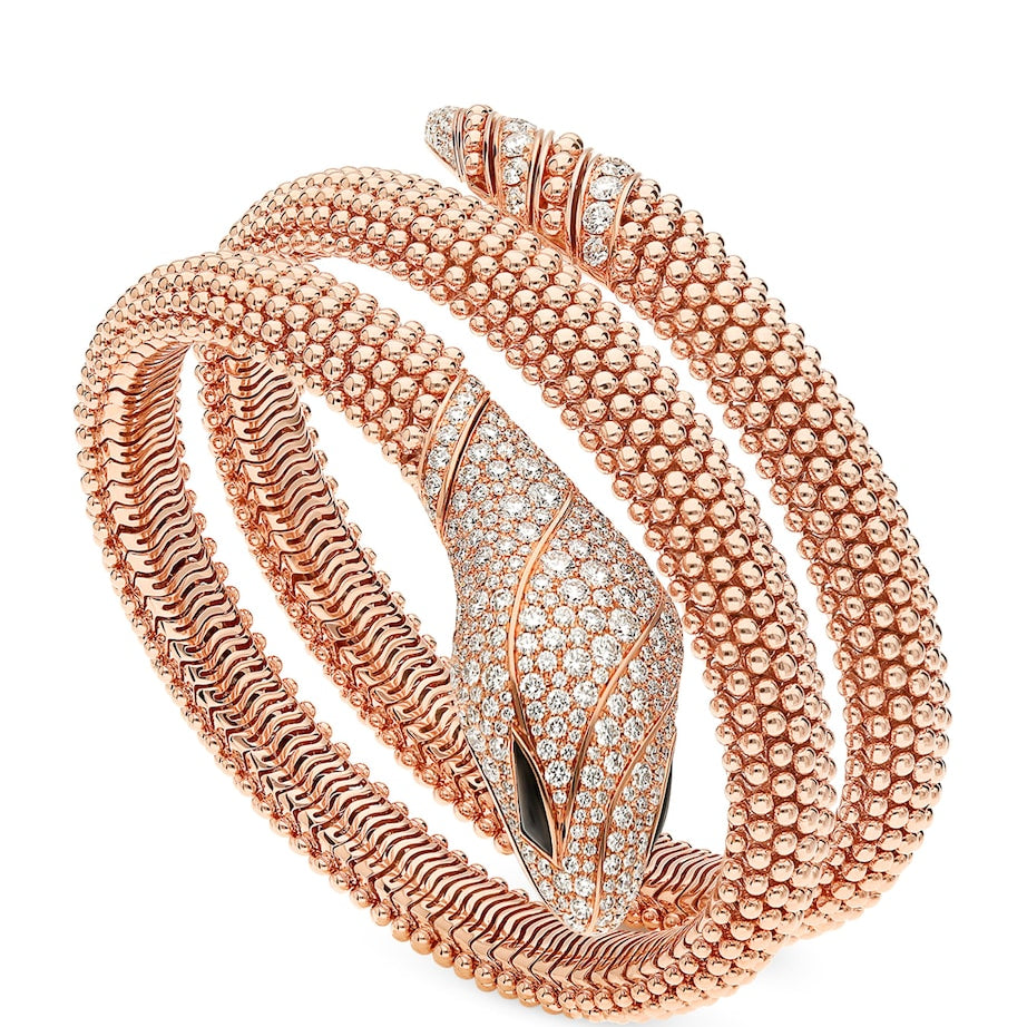 Rose Gold and Diamond Serpenti Pallini Cuff Bracelet