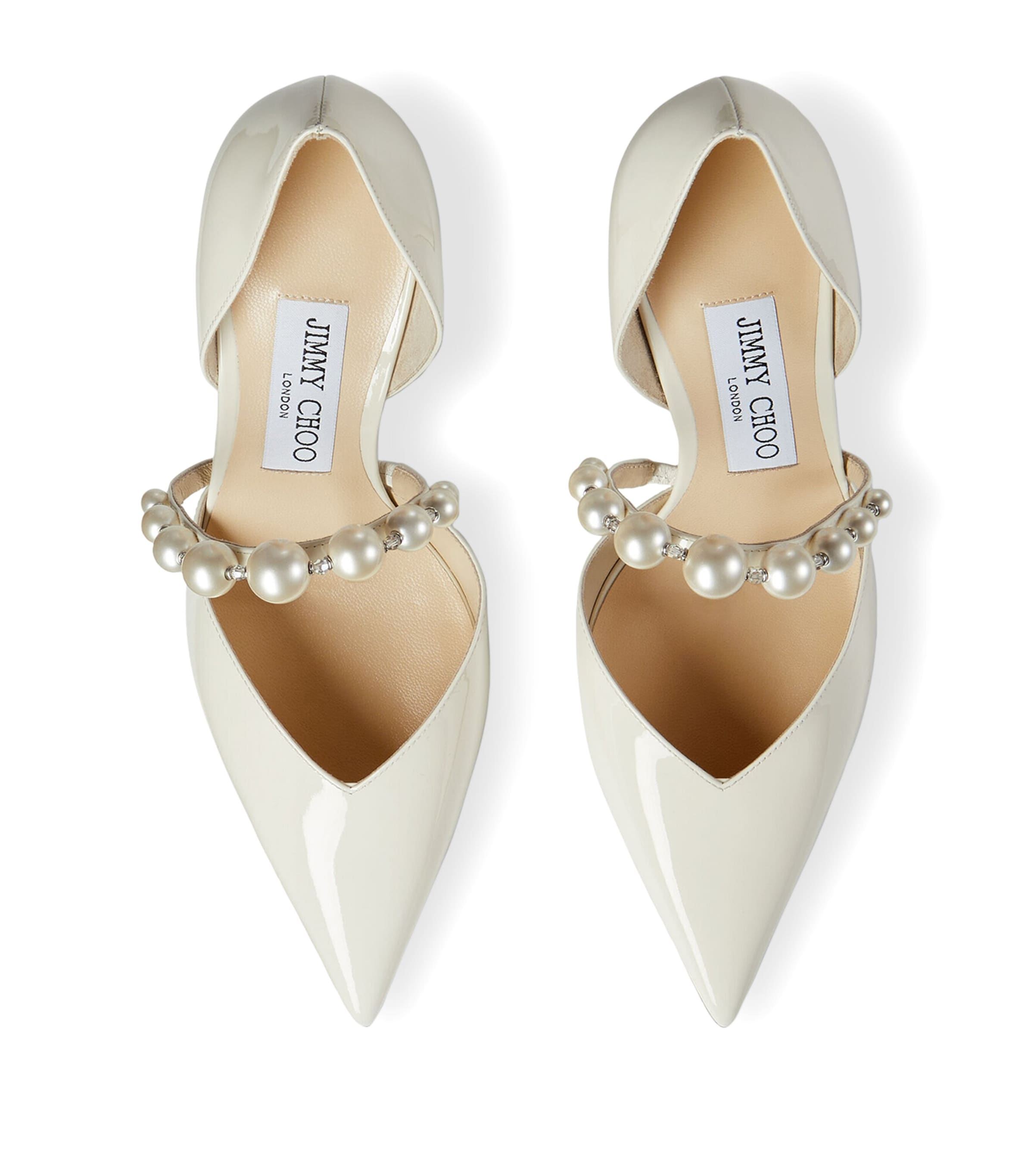 Jimmy Choo White Aurelie 85 Patent Pumps