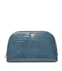 Large Leather Croc-Embossed Cosmetic Case