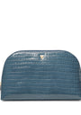 Large Leather Croc-Embossed Cosmetic Case