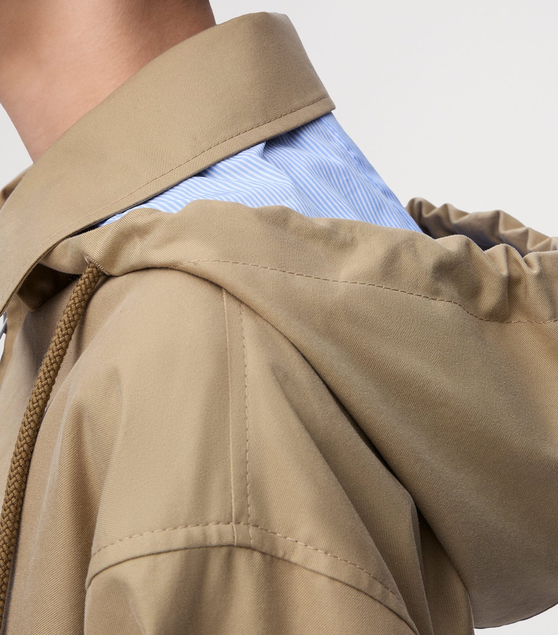 LOEWE Beige Cotton-Blend Stripe-Detail Parka