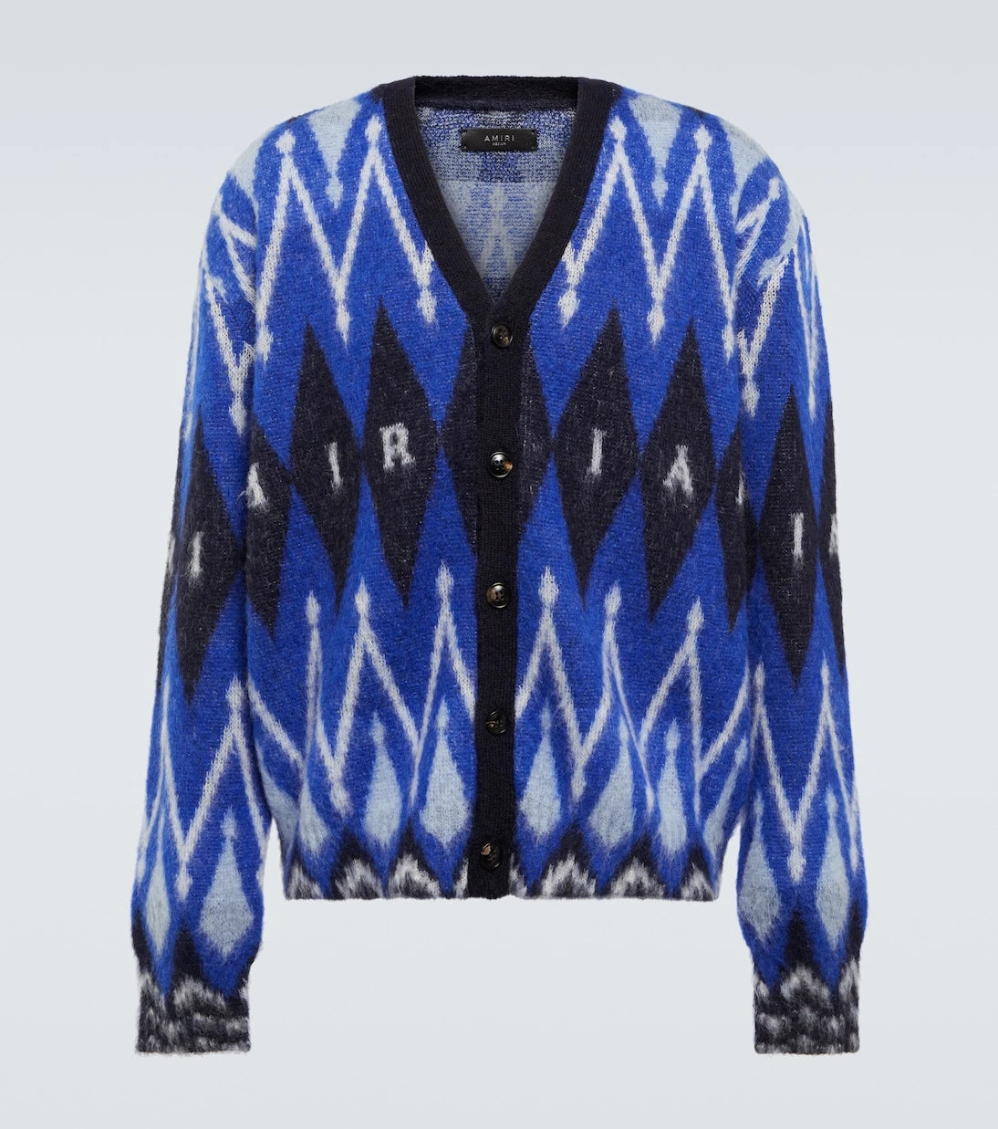 Amiri - Argyle alpaca and mohair-blend cardigan
