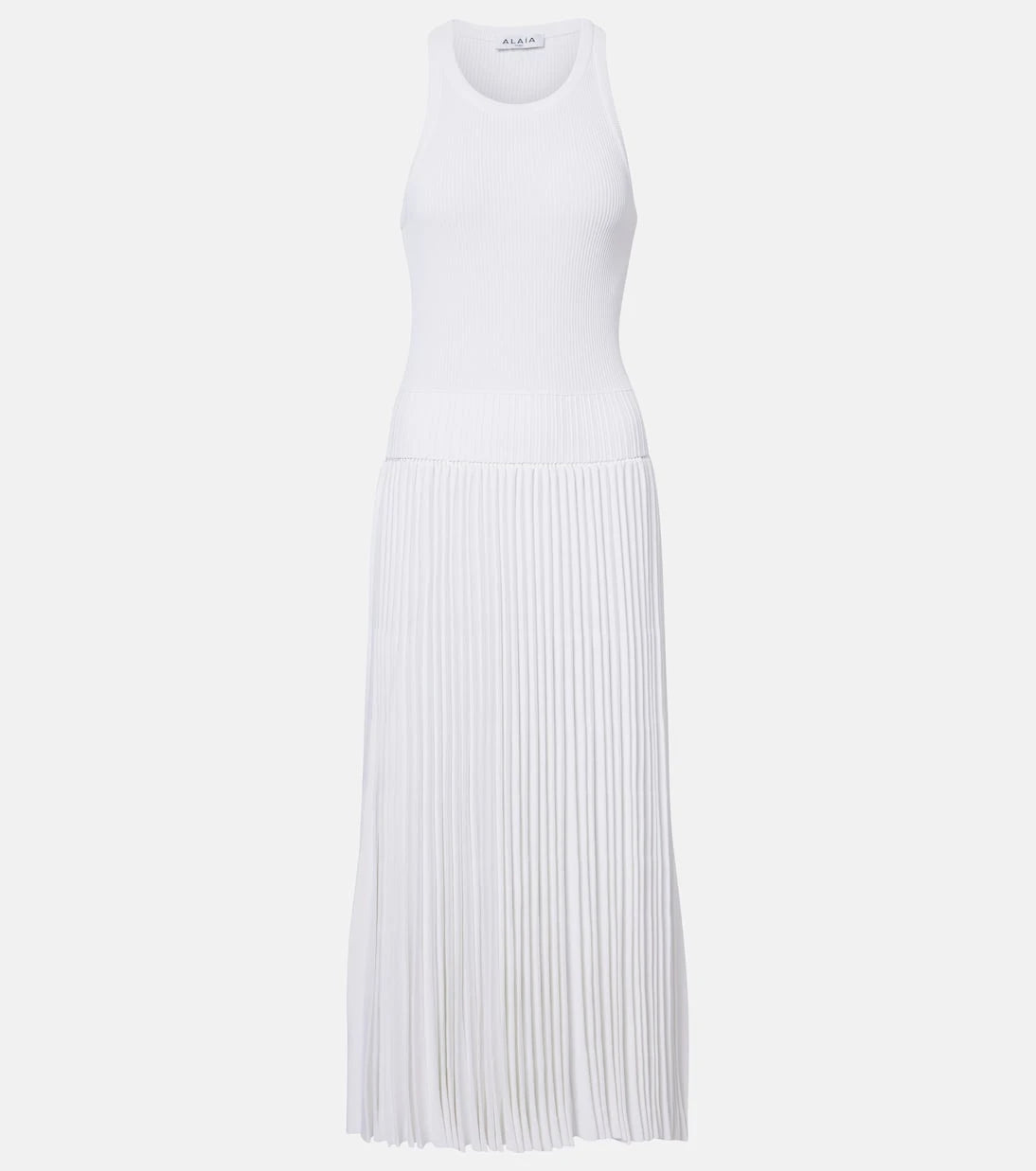 Alaïa - Pleated ribbed-knit midi dress