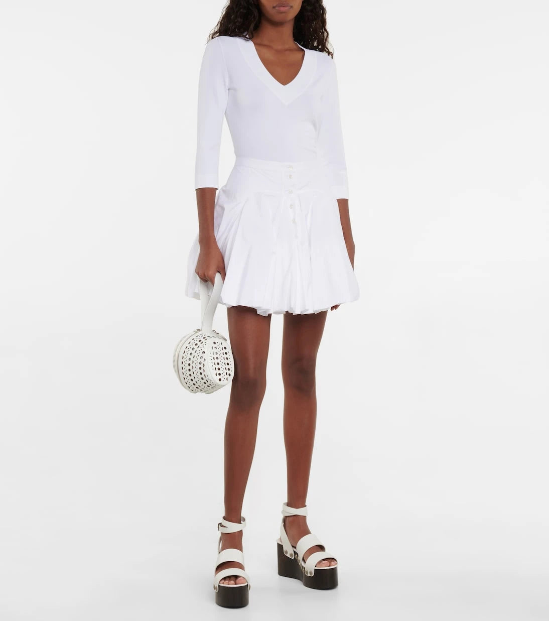 Alaïa - Leather wedge sandals
