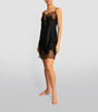 Marjolaine Black Silk Lace-Trim Chemise