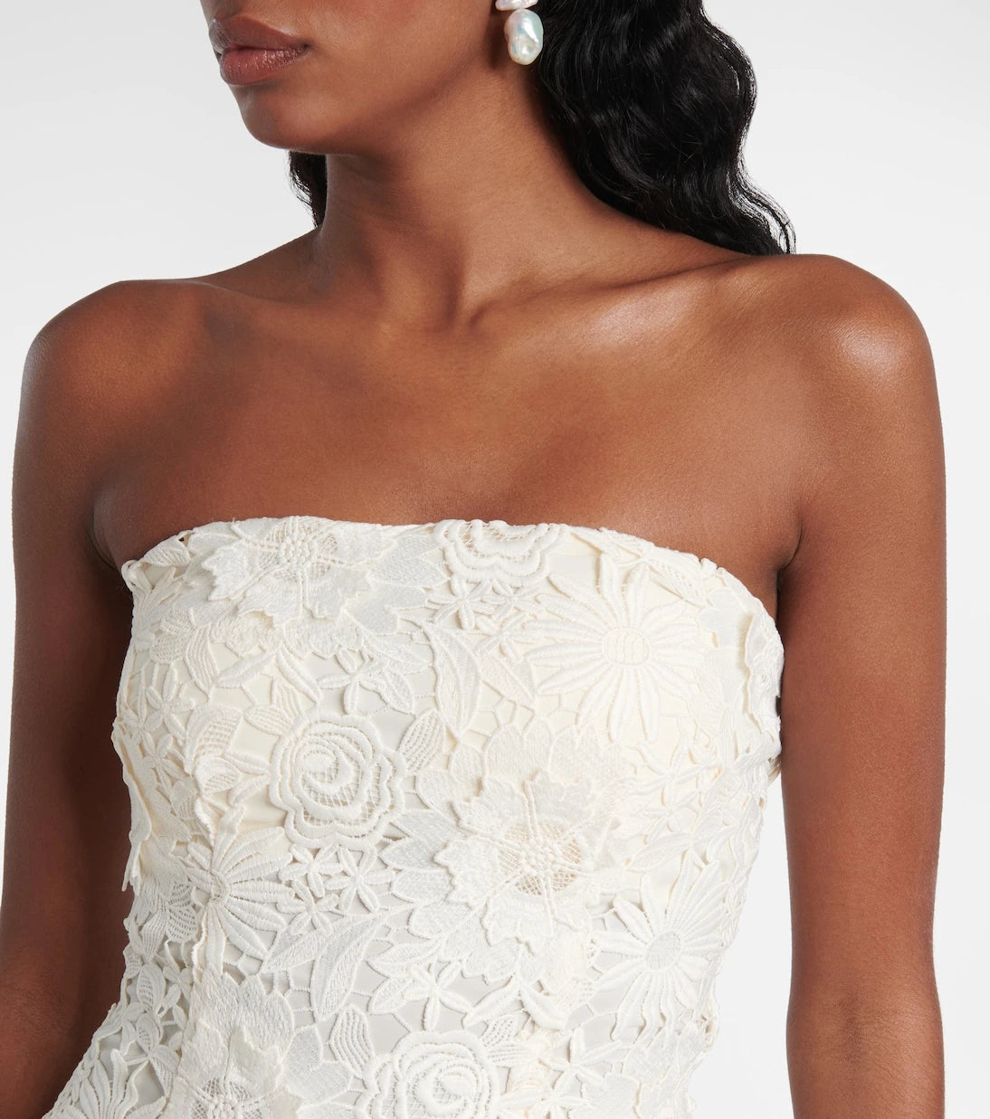 Rotate - Bridal strapless lace midi dress