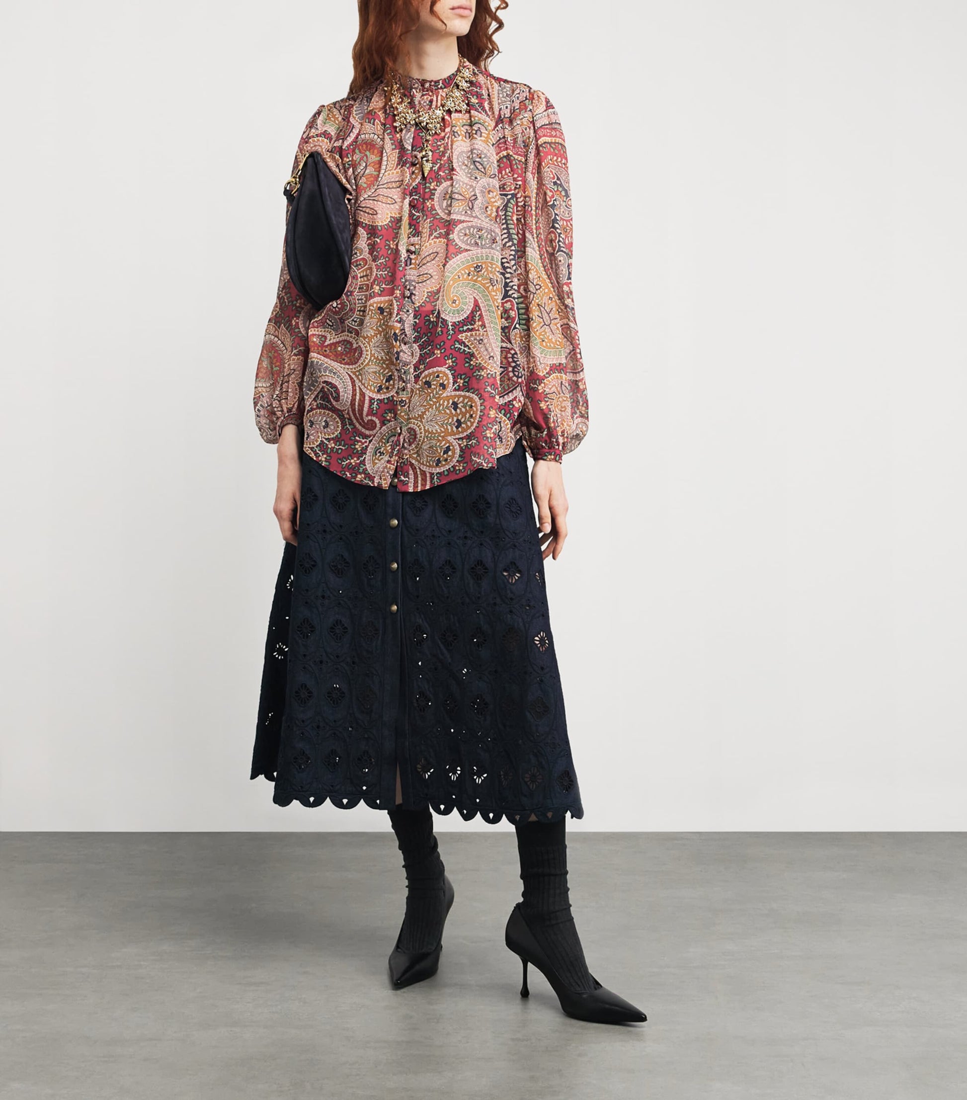 Etro Multi Sheer-Silk Paisley Blouse