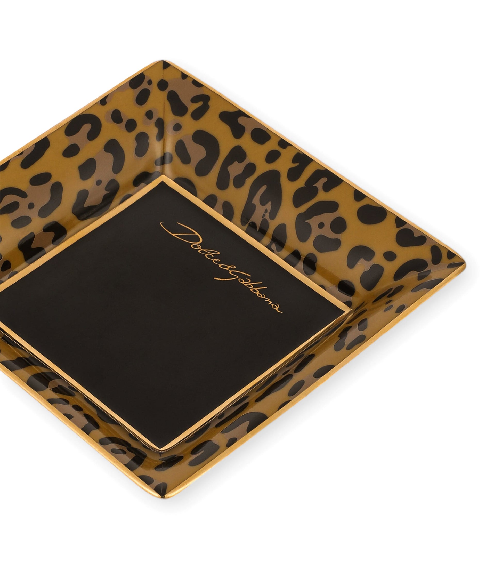 Dolce & Gabbana Casa Porcelain Leopard Decorative Square Plate (10cm)