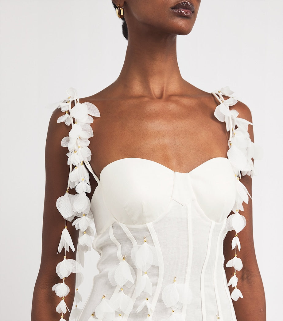 Linen-Silk Petal Midi Dress