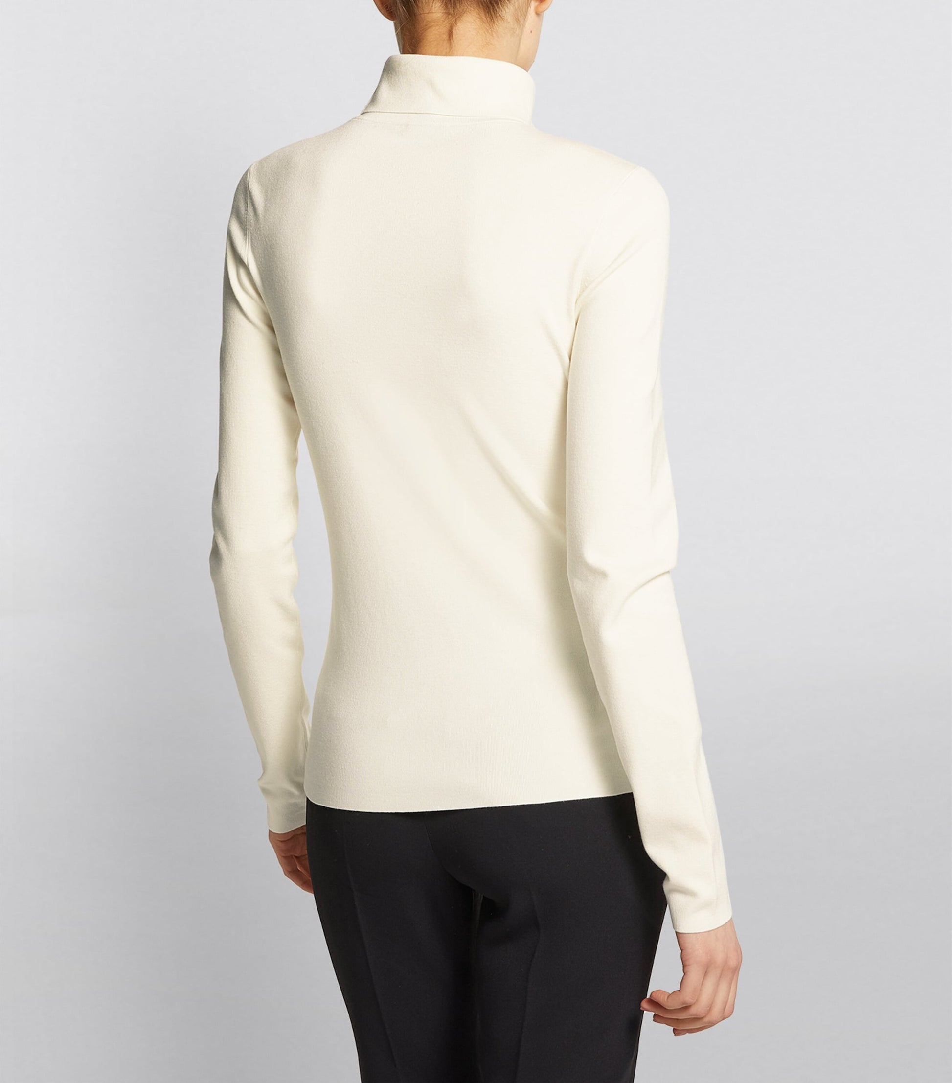 Ivory Silk Stretch High Neck Top