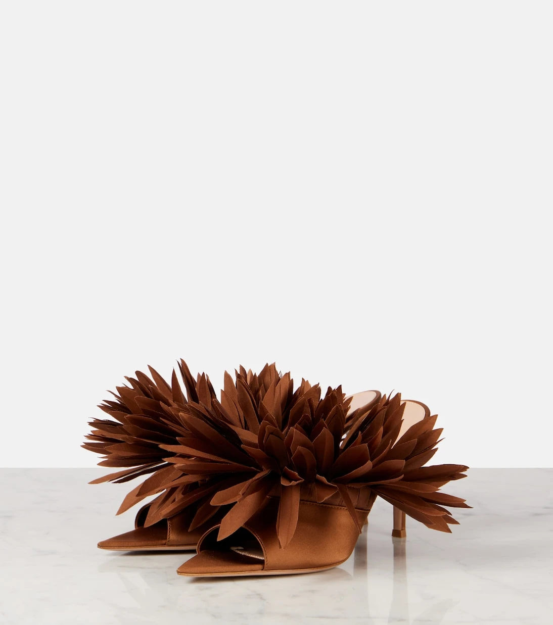 Gianvito Rossi - Daniah 85 appliqué crêpe satin mules