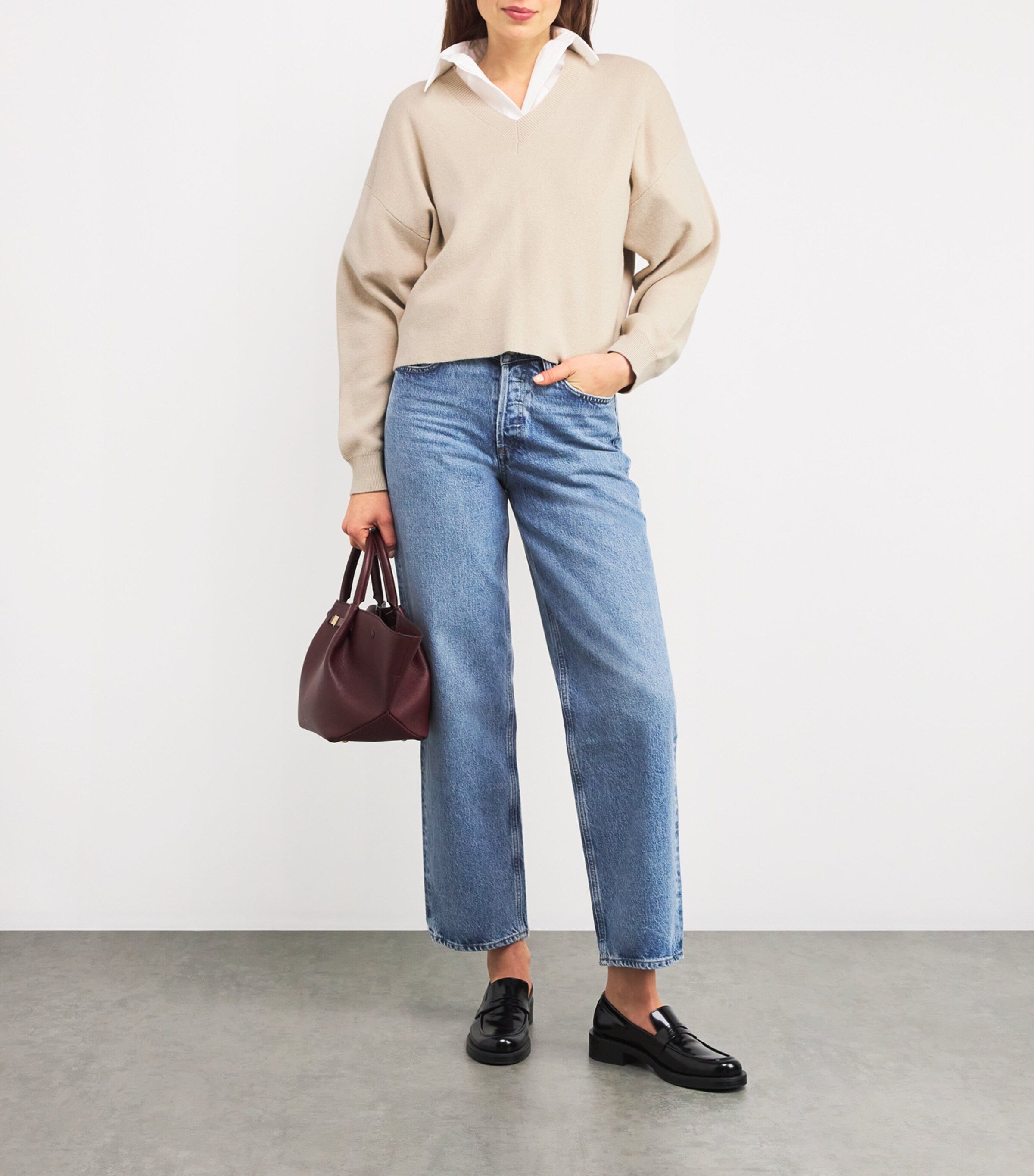 Neutral V-Neck Sweater