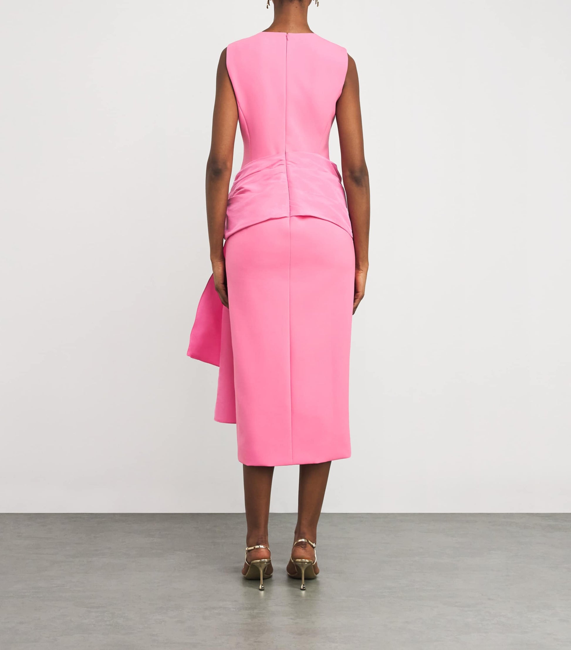 Carolina Herrera Pink Silk-Trim Cocktail Midi Dress