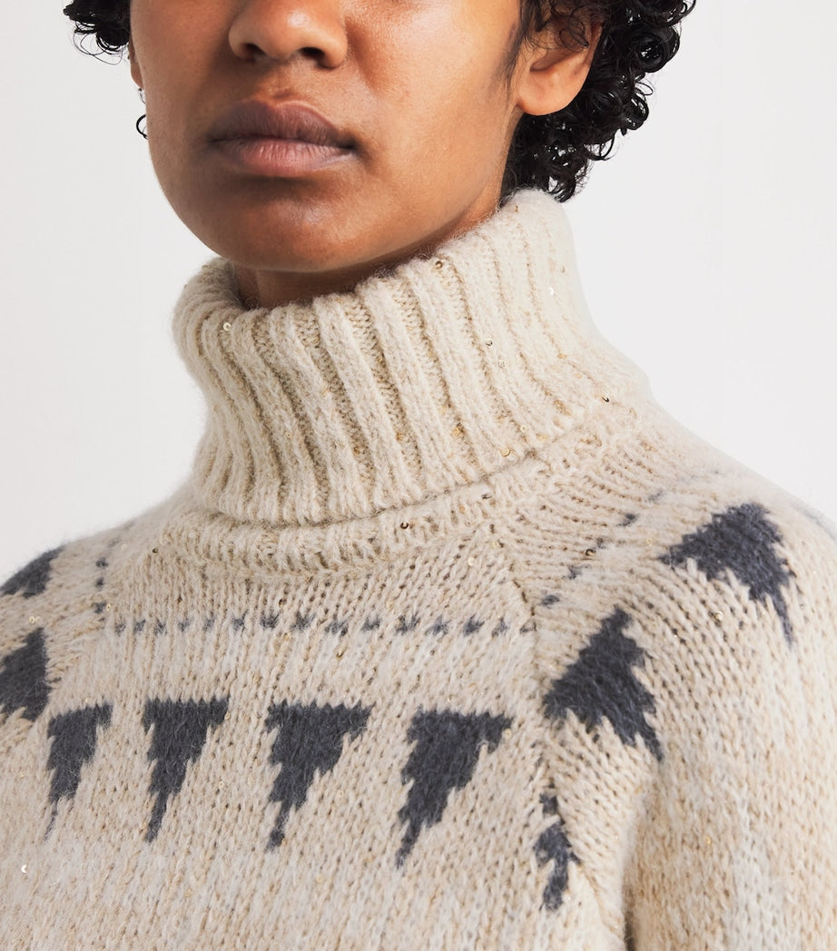 Wool-Blend Jacquard Knit Sweater SABBIA