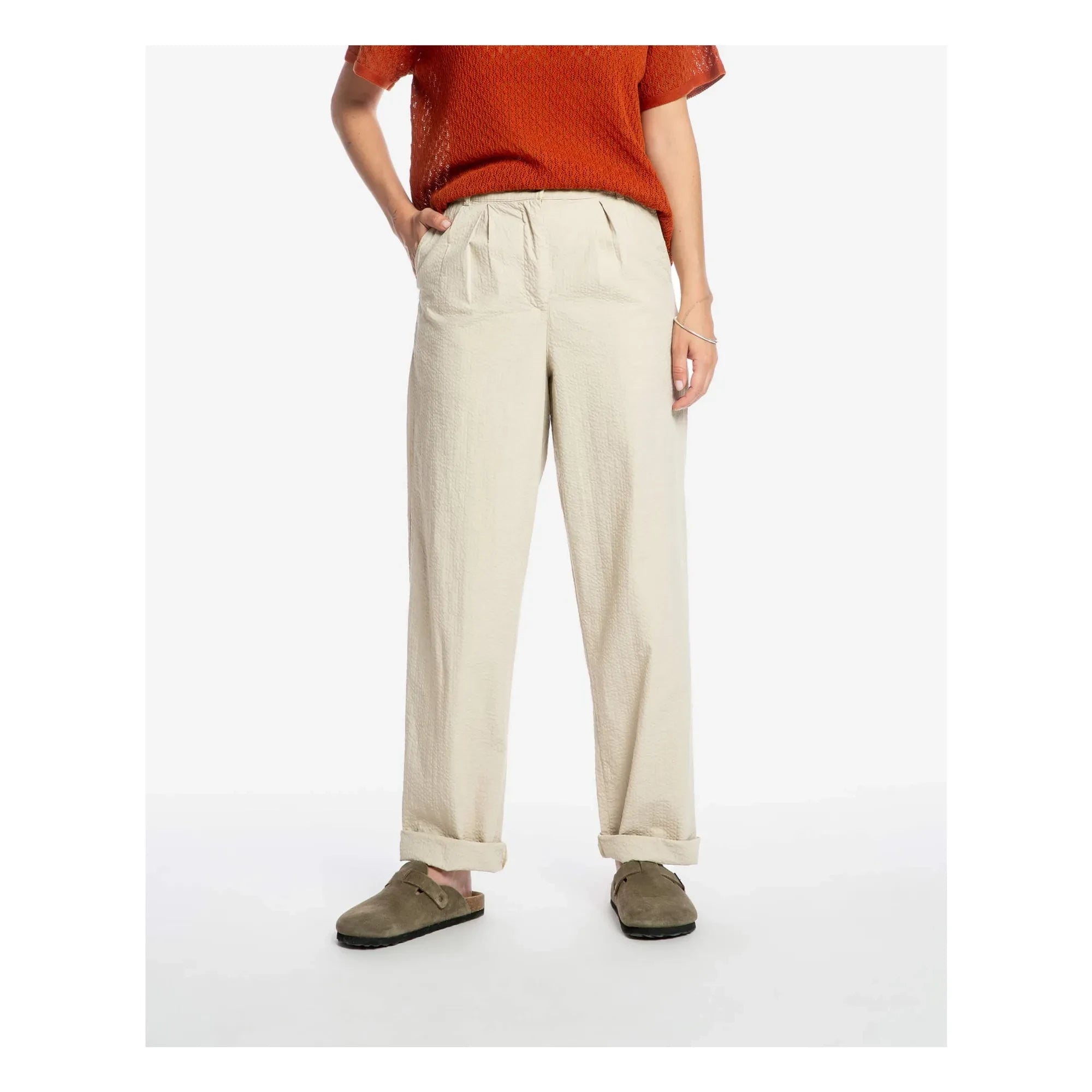Matona - Organic Cotton Pleated Trousers | Sand