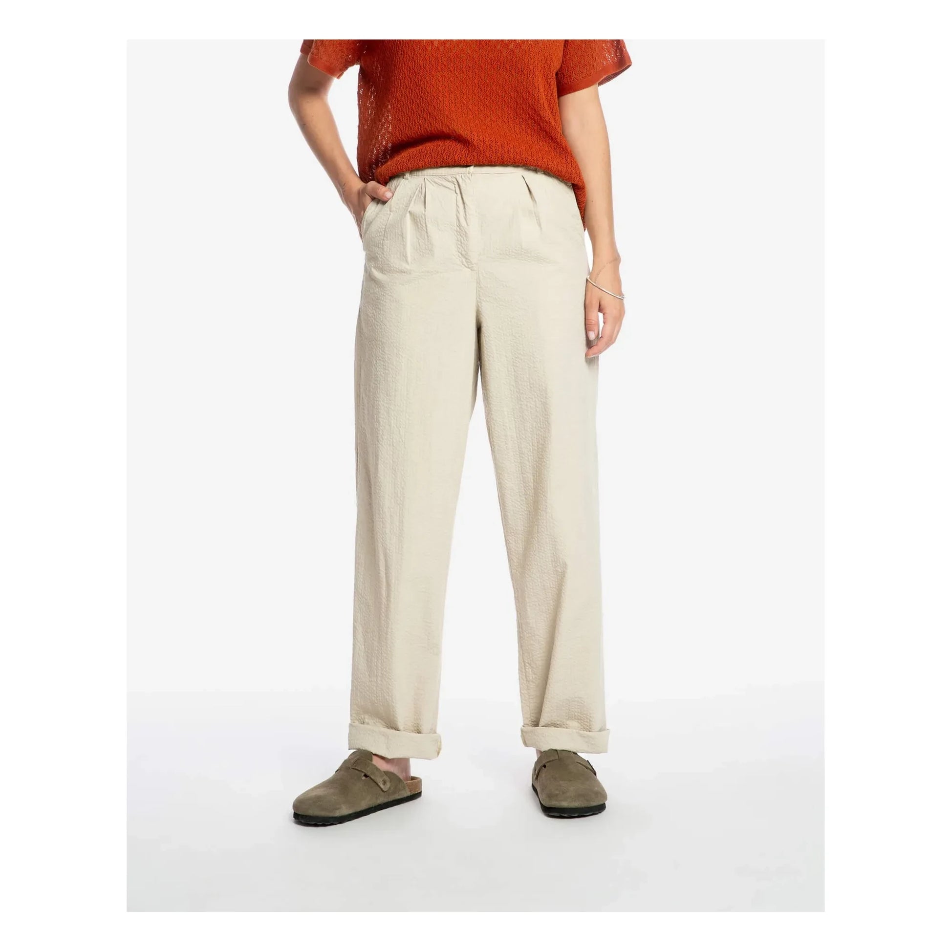 Matona - Organic Cotton Pleated Trousers | Sand