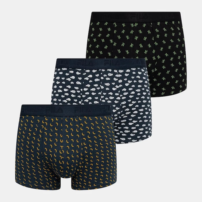 Fila pamuklu elastanlı dar kesim erkek boxer 3’lü