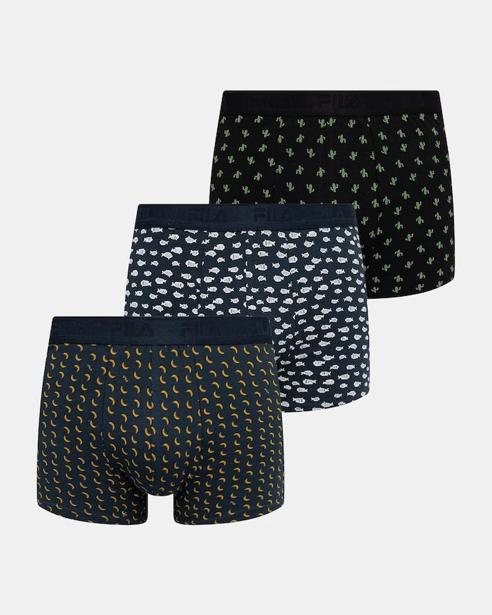 Fila pamuklu elastanlı dar kesim erkek boxer 3’lü