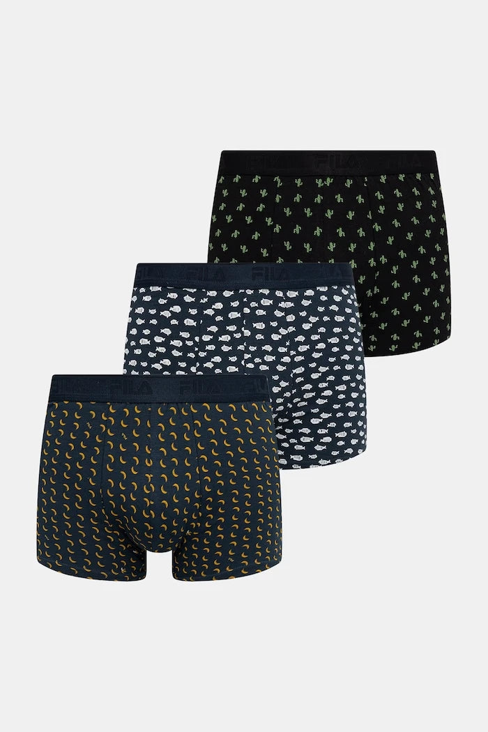 Fila pamuklu elastanlı dar kesim erkek boxer 3’lü