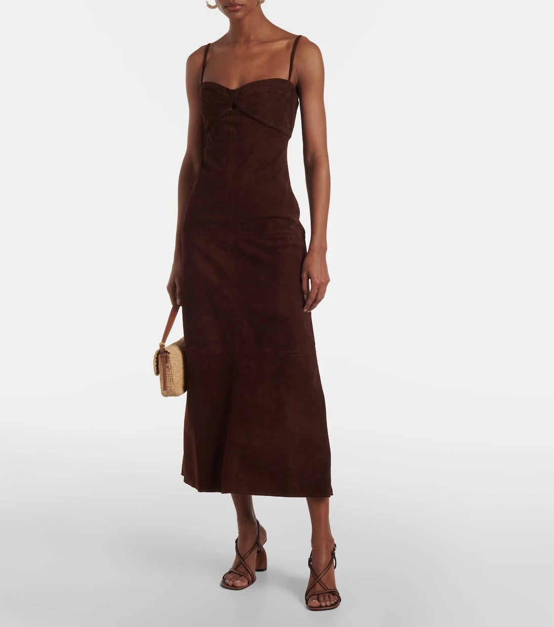 جوانا أورتيز - فستان ميدي من جلد الغزال
