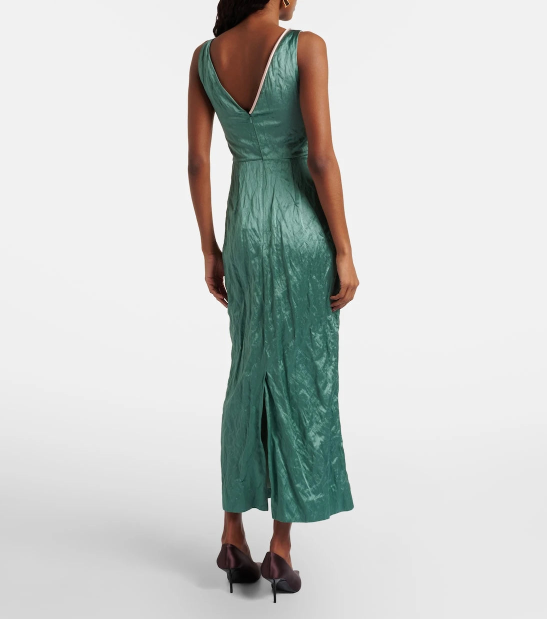 Erdem - Floral-appliqué satin midi dress