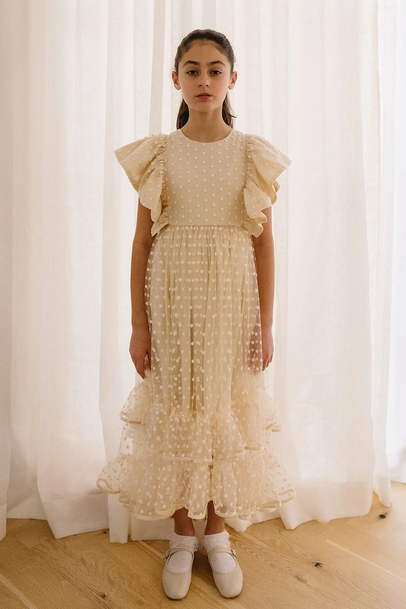Petite Amalie - Embroidered ruffled tulle dress
