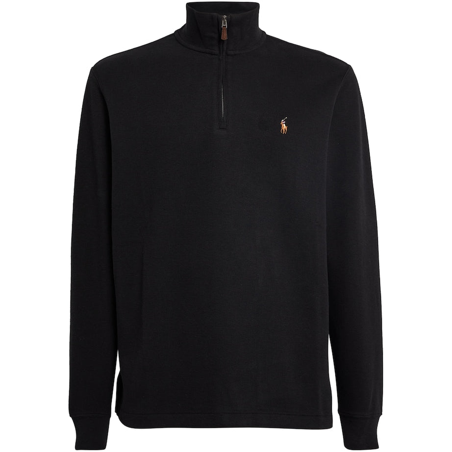 Polo Ralph Lauren Black Cotton Quarter-Zip Sweater