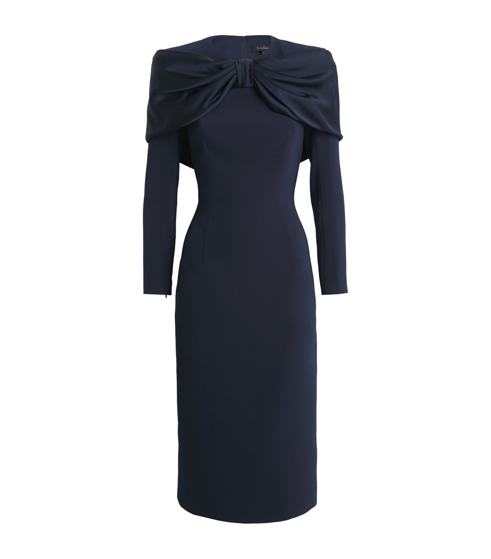 Black Satin Bow Penny Midi Dress