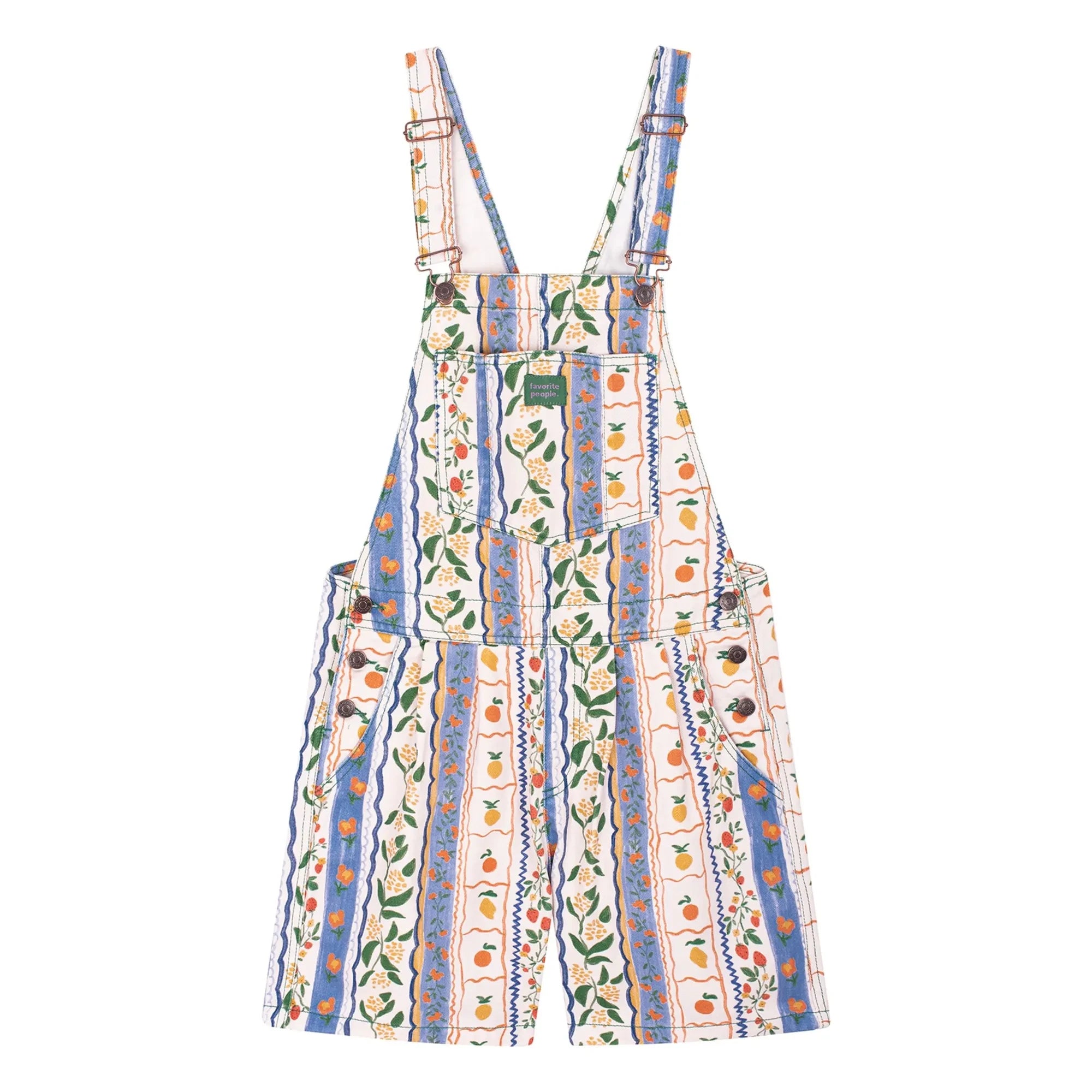 Favorite People - Amalfi Floral Short Dungarees - Women's Collection | Blue