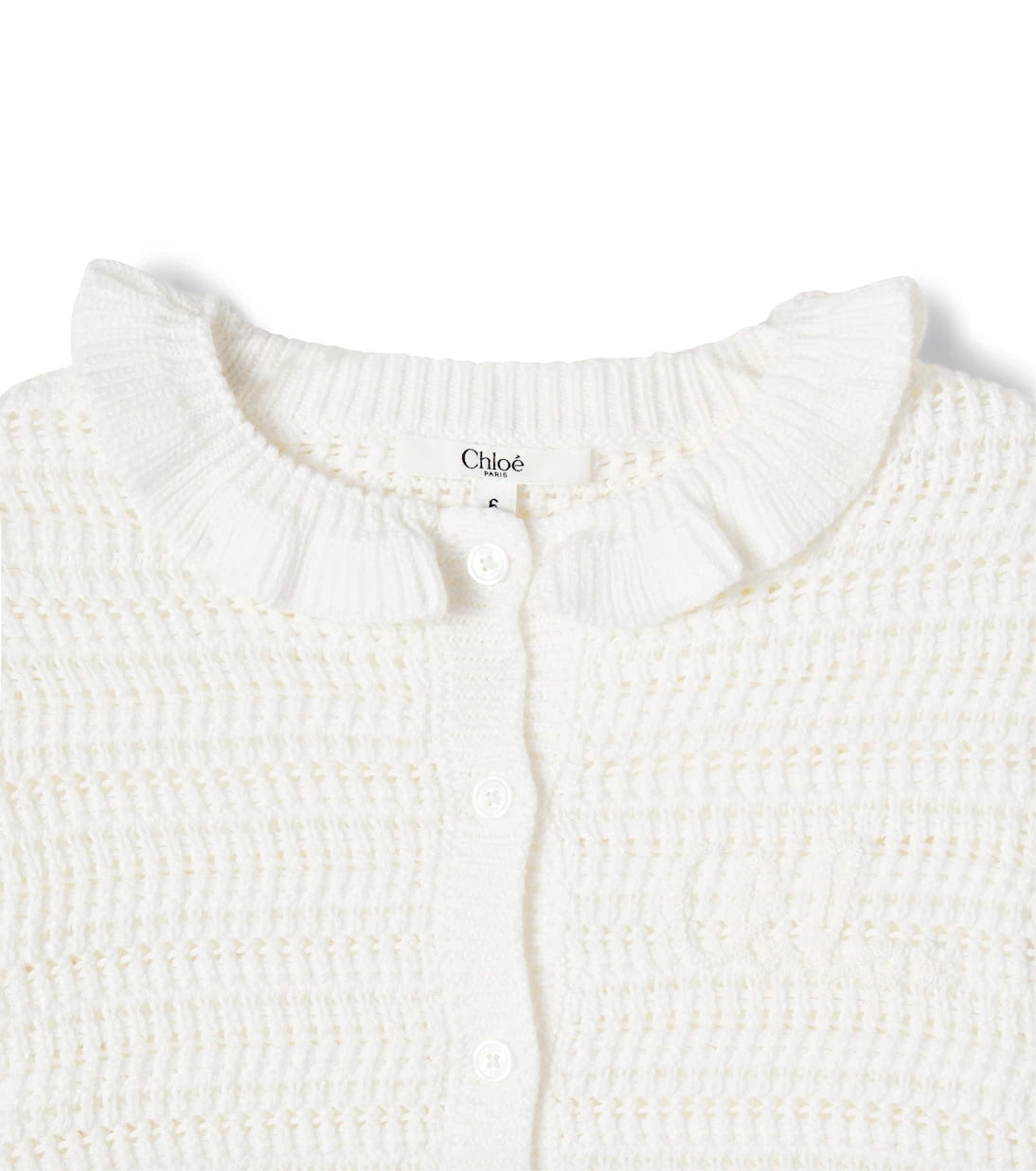 Chloé Kids - سترة كارديجان قطنية مكشكشة