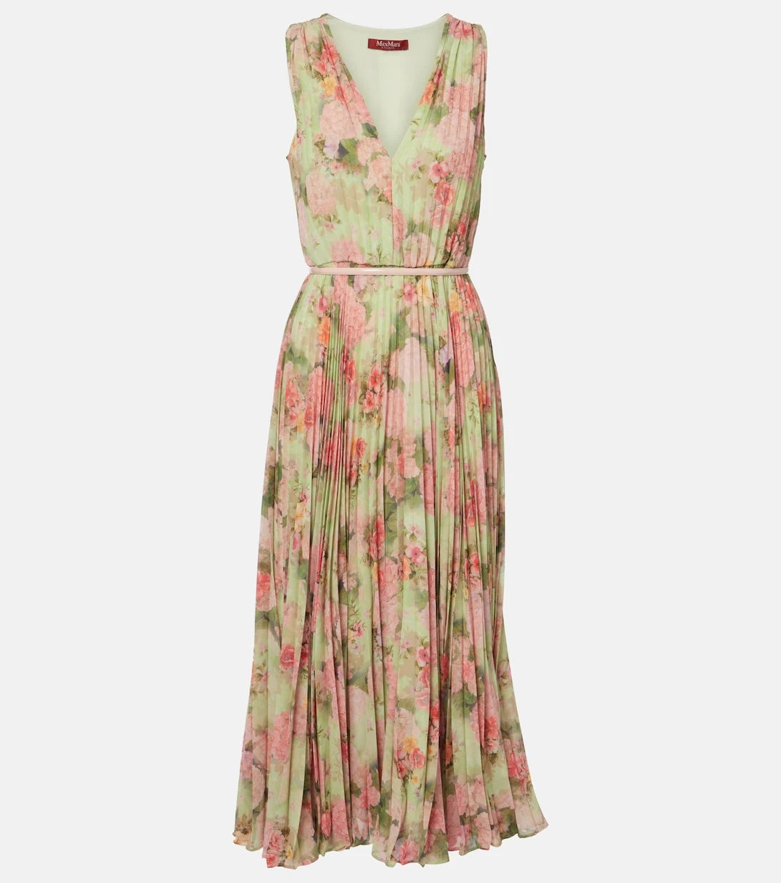 Max Mara - Floral plissé georgette midi dress