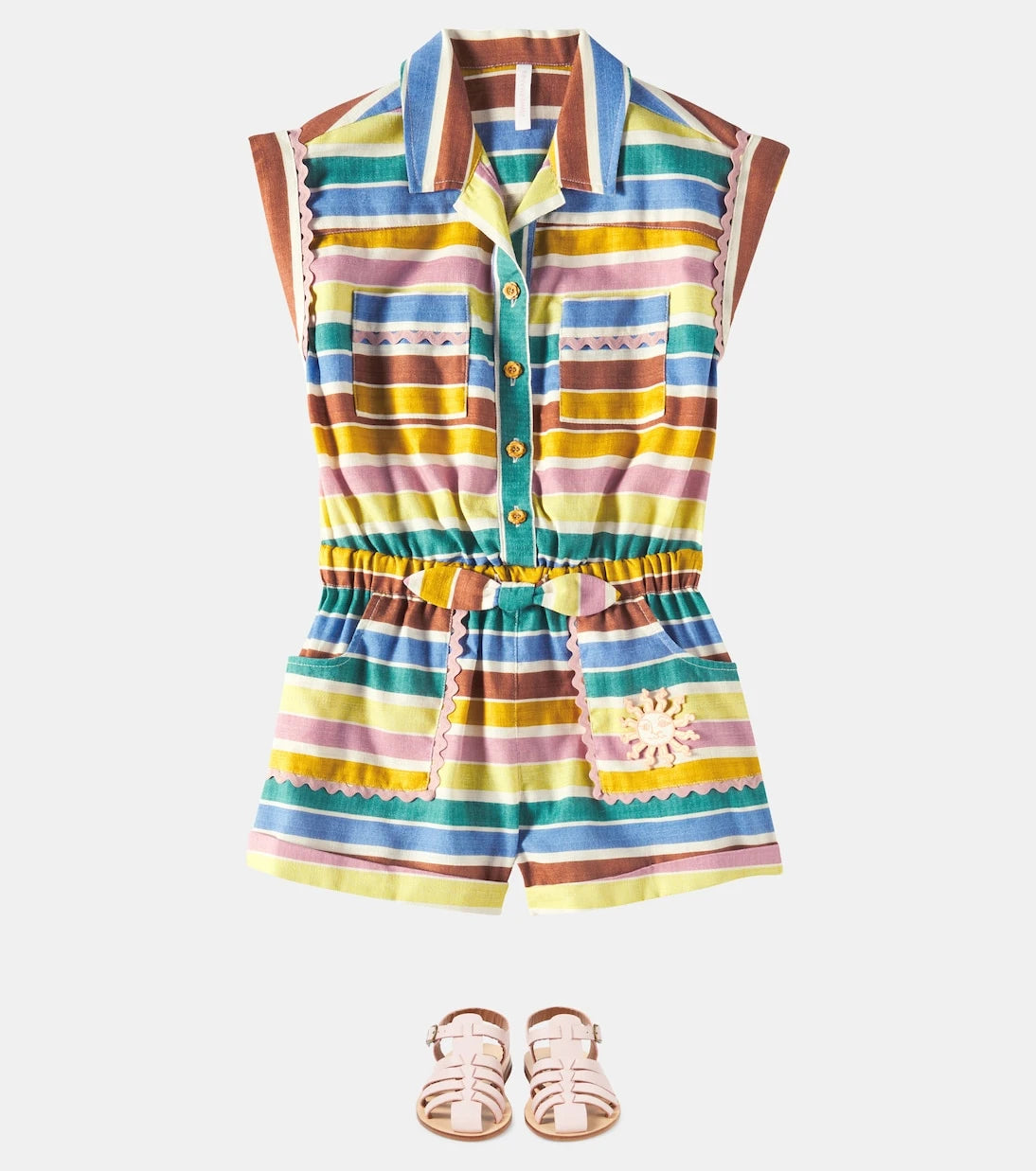 Zimmermann Kids - Everley striped cotton playsuit