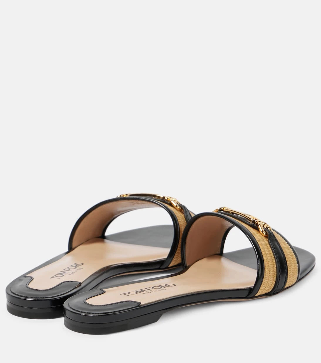 Tom Ford - Whitney leather and raffia slides
