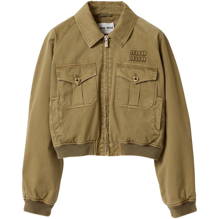 Green Cotton Bomber Jacket