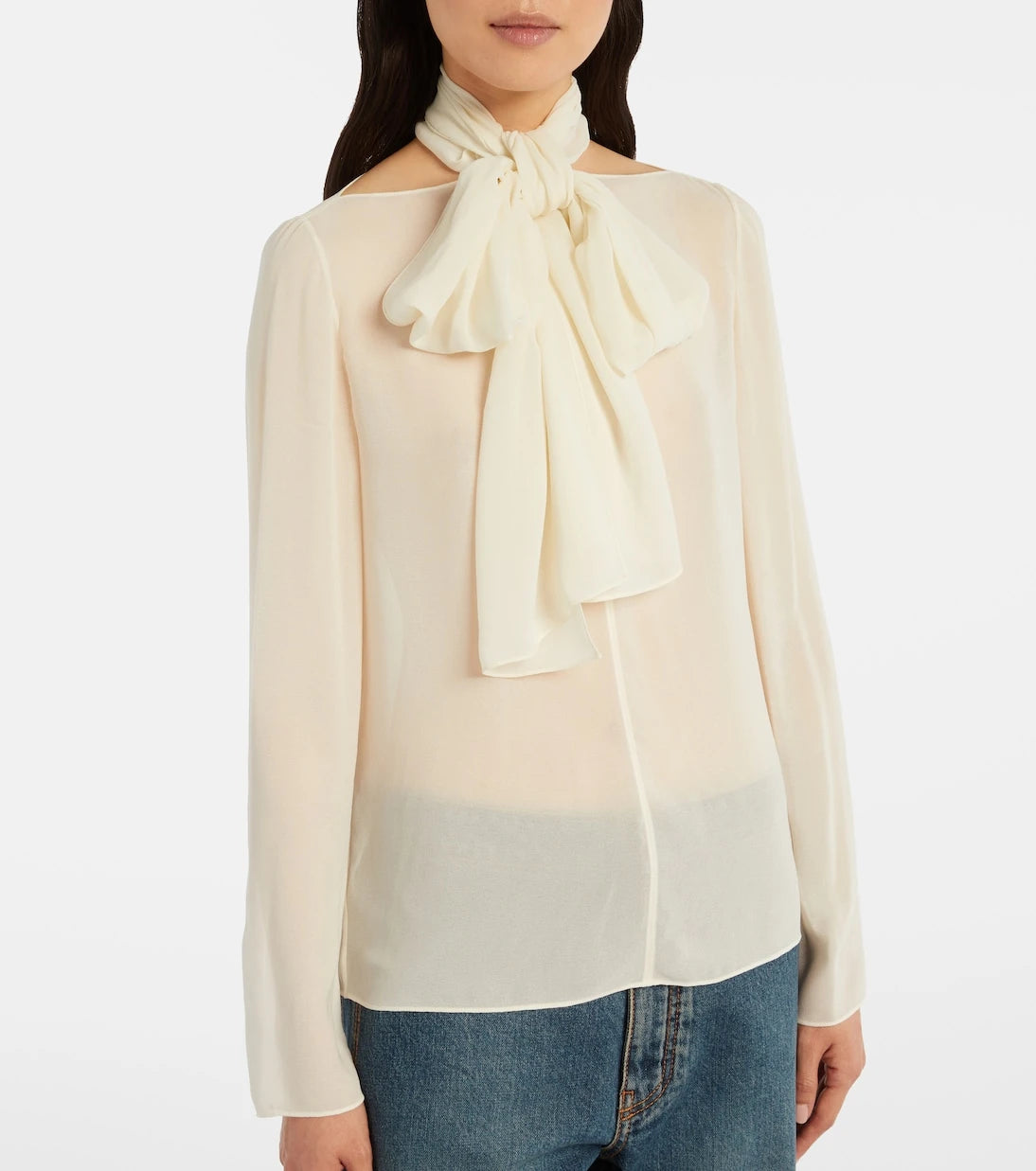 Alaïa - Sheer tie-neck blouse